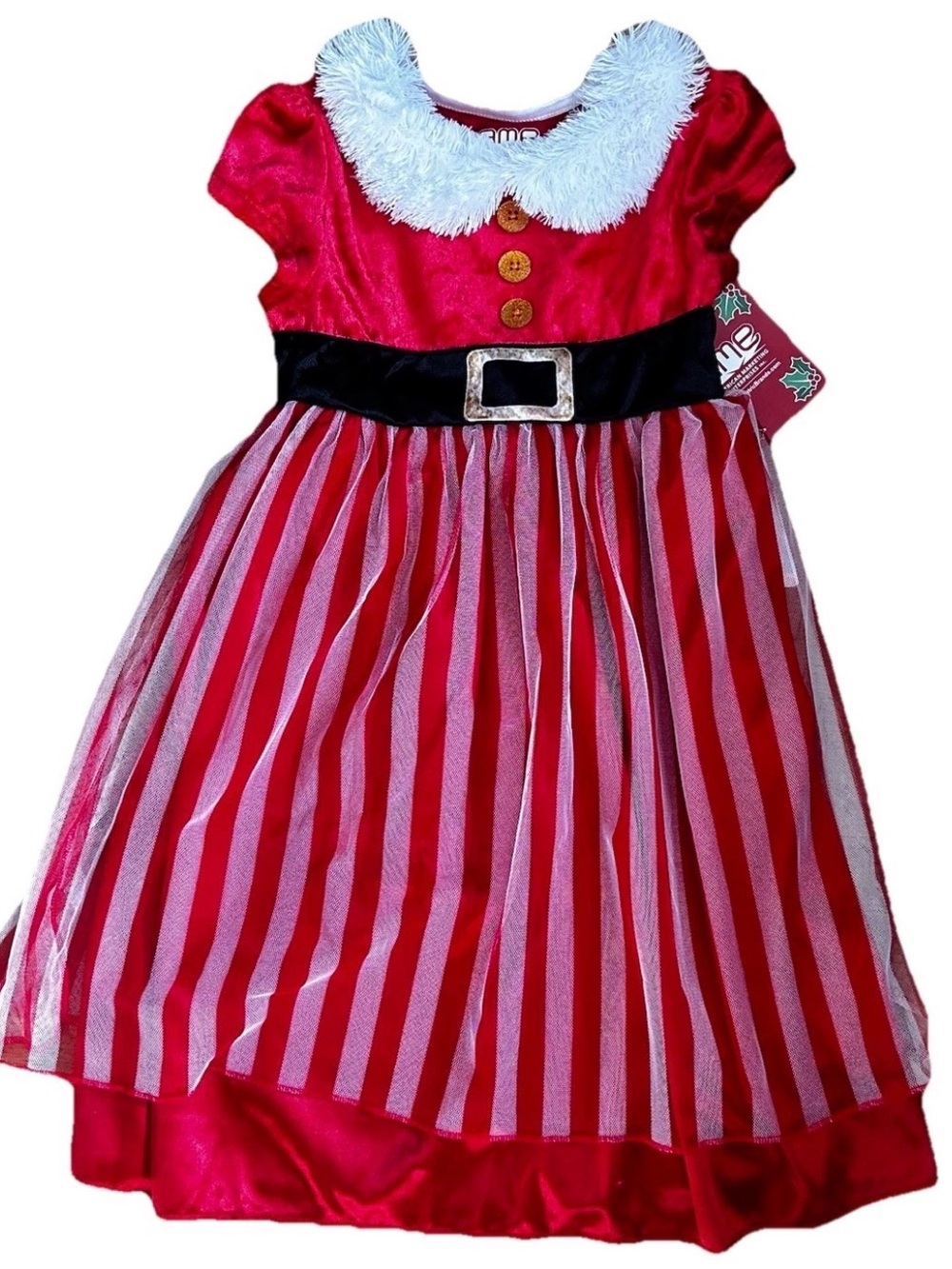 Festive Red and White girls Christmas Dress